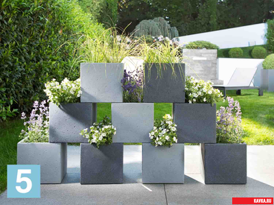 Кашпо БЕТОН "КВАДРАТ" 500х500х500мм. цв.Серый