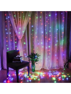 Гирлянда занавес  с пультом 194# （цветной） 3х3м 5шт
