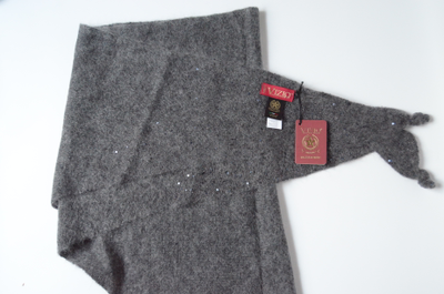 Антрацитовый шарф платок женский с пайетками Италия Vizio 6943 ST