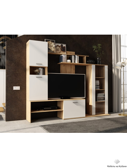 Данко гостиная Дуб вотан/Белый глянец