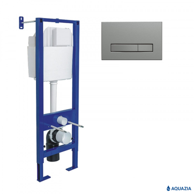 Инсталляция AQUAZIA ATOM 410 для подвесного унитаза, кнопка Atom Line (Матовый никель)
