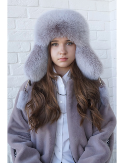 Ушанка "Полярная звезда" цвет бежевый + кофе с молоком