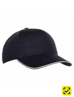 Бейсболка с кантом STAN 5 клиньев хлопок 330,04, Чёрный