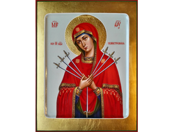 Семистрельная Икона Богородица. Рукописная икона.