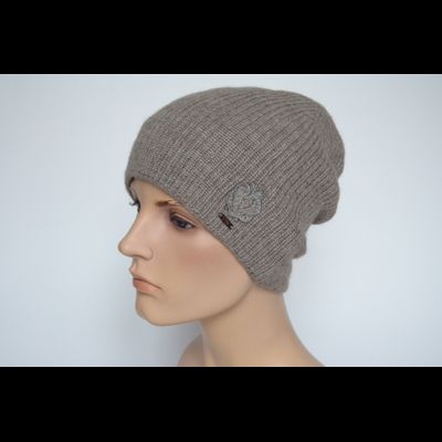 Шапка из альпака и шелка Vizio Италия 9015 CL бежевая с украшением