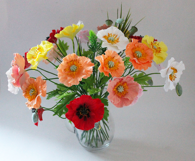 Букет разноцветных маков "Двадцать пять!". Полимерная глина.