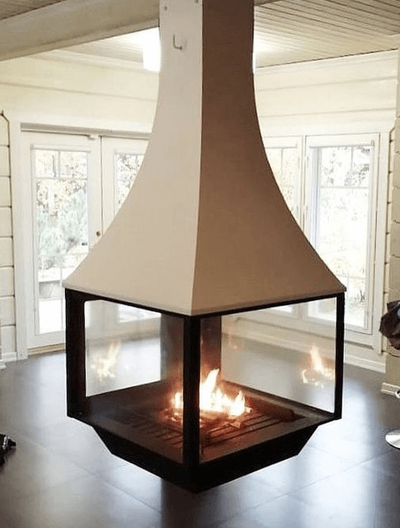 Подвесной панорамный камин Vetro