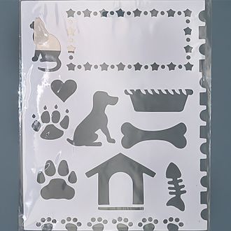 Сонет Трафарет, собака, кошка, лапы, 25.5x20,5 см, плаcтиковый