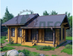 Баня 6,4x8,4 из профилированного бруса с большим крыльцом