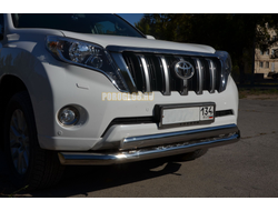 Защита переднего бампера двойная d76/75х42 овал для Toyota Land Cruiser Prado 150 (2010-...)