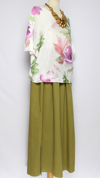 ДЖЕМПЕР ХЛОПОК "КИМОНО НАБИВНОЙ РИСУНОК" осенние цветы, чайная роза