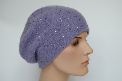Женский берет фиолетового цвета с пайетками Визио италия