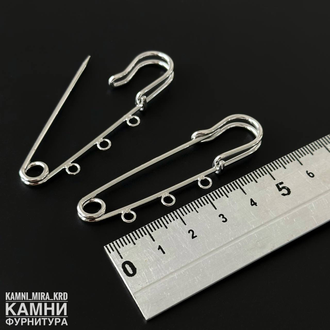 Основа-булавка для броши 1,5х10х60 мм, цвет серебро, цена за штуку