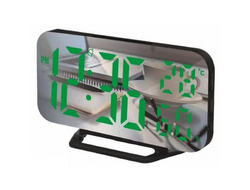 часы настольные зеркальные+дата+температура DS-3725LW/4 (ярко-зеленый)