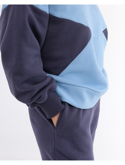 Свитшот  колорблок хлопковый велюр (небесный)