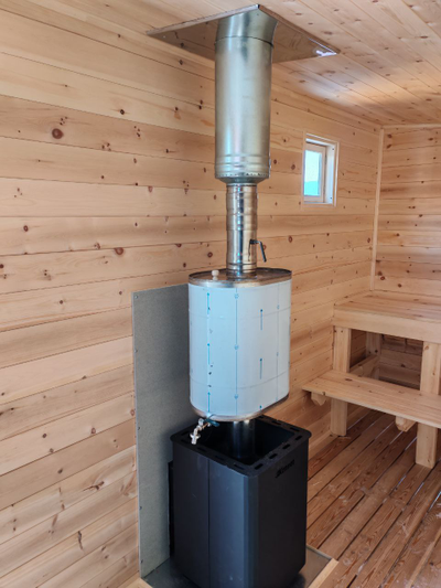 Баня летняя 2*4 м, крыша 1 скат, топка снаружи, проливные полы