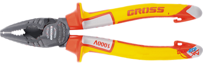 Плоскогубцы комбинированные диэлектрические трехкомпонентные рукоятки до 1000 В, 180 мм GROSS