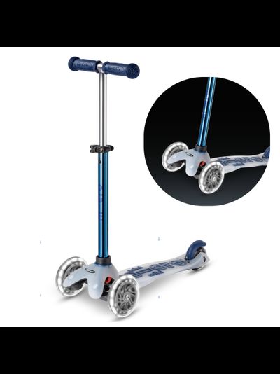 Самокат Mini Micro Deluxe Flux LED синий неохром