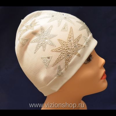 Шапка со звездами Vizio 5449 белая