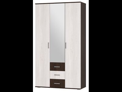 «Белла» шкаф 3-х ств. 1200*2120*470 венге/ясень белый НОВЫЙ ЦВЕТ