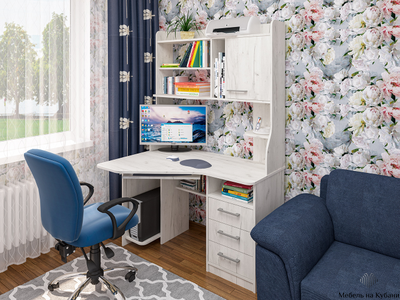 СК-25 угловой компьютерный стол с надстройкой Крафт светлый