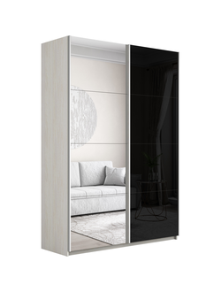 Шкаф-купе Прайм 2-х дверный (Зеркало, Черное стекло) | E1 Прайм 1.2 /1.4 /1.6