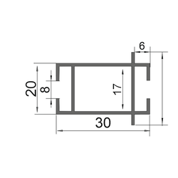 Алюминиевый ригель для установки двух полок