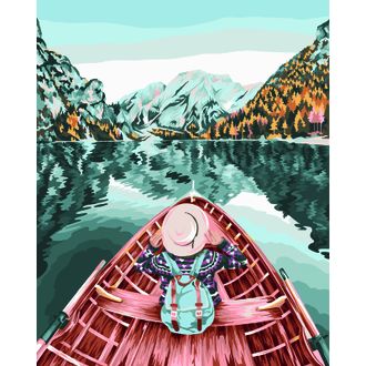 Картина по номерам на холсте ТРИ СОВЫ &quot;Озеро в горах&quot;, 40*50, с акриловыми красками и кистями