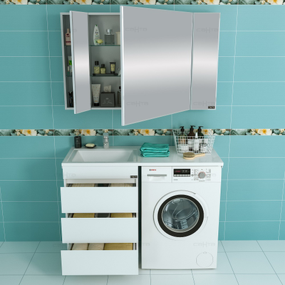 Тумба напольная Марс 56 с умывальником над стиральной машиной Лидер 120