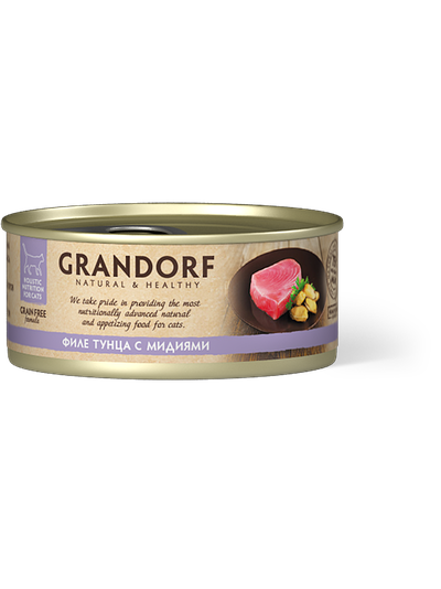Консерва для кошек Grandorf Филе тунца с мидиями 70 г