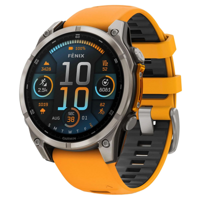 Часы Garmin Fenix 8 —47mm AMOLED Sapphire Titanium Spark Orange / Graphite