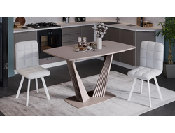 Стол обеденный раздвижной Фабио Тип 1 Капучино матовый/Стекло матовое капучино