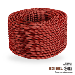 Витой ретро провод 3х2.5 красный шелк бухта