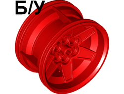 ! Б/У - Wheel 56mm D. x 34mm Technic Racing Medium, 6 Pin Holes, Red (15038 / 6149984 / 6276853) - Б/У