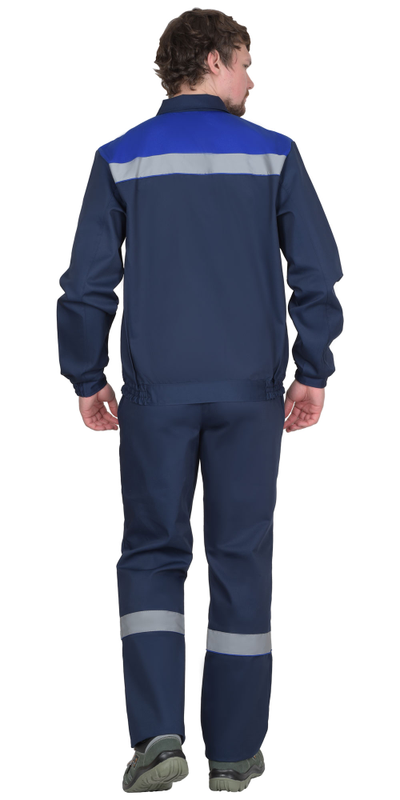 Костюм МАСТЕР летний: куртка, брюки, темно-синий с васильковой отделкой