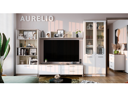 Композиции гостиной AURELIO (АУРЕЛИО) Белый-Блеквуд Сатиновый