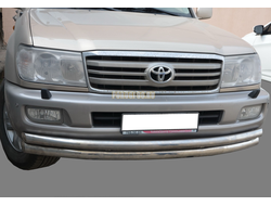 Защита переднего бампера (радиус) d76/60 для Toyota Land Cruiser 100 (1998-2006)