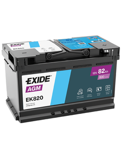 АККУМУЛЯТОР АВТОМОБИЛЬНЫЙ EXIDE AGM EK820 R+ 82Ah 800А (En)