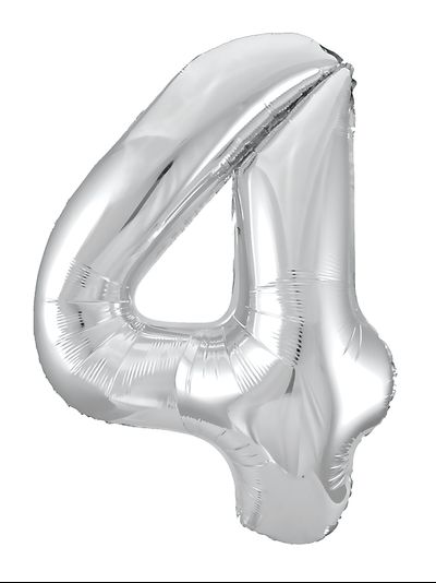 Шар цифра 4 серебристая
