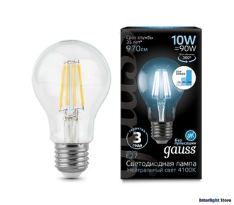 Gauss LED Filament A60 Step Dimmable 10w 940 E27