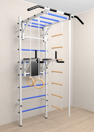 Шведская стенка с турником рукоходом, брусьями и детским навесным для дома к стене    "Рукоход"