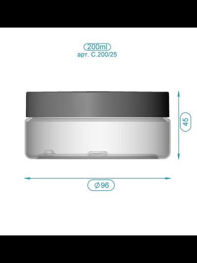 Банка PET 200мл прозрачный с черной крышкой, арт. 200/25-135А3