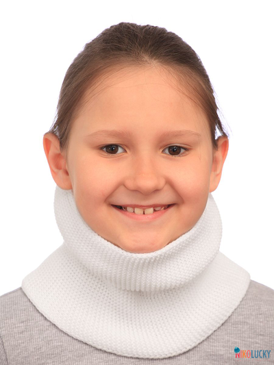 Шарф(снуд)  22-33 двойной, цвет белый размер 2