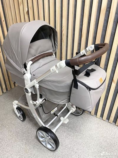 Детская коляска 3 в 1 Farfello Aimile Original Космический Латте Экокожа