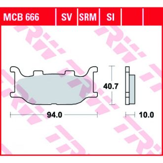 Тормозные колодки TRW MCB666 для Yamaha (Organic Allround)
