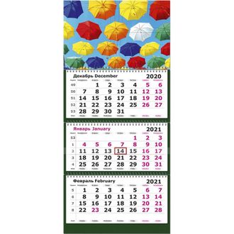 Календарь Полином на 2021 год 290x140 мм (Зонтики)