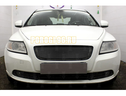 Защита радиатора Volvo S40 II (рестайлинг) 2007-2012 3D black верх PREMIUM (устанавливается вместо штатной)