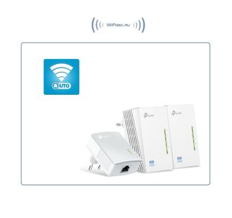 TP-LINK, HomePlug AV Сетевой адаптер PowerLine 500 Мбит/с Ethernet + WiFi точка доступа (комплект 2+1 шт.)