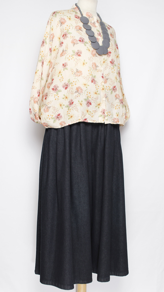 Рубашка Бохо "ПРОВАНС СТОЙКА КИМОНО" белая\розовая до р.52