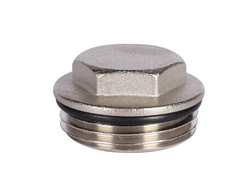 Заглушка никел.ROMMER 1" НР для коллекторов, с уплотнительным кольцом